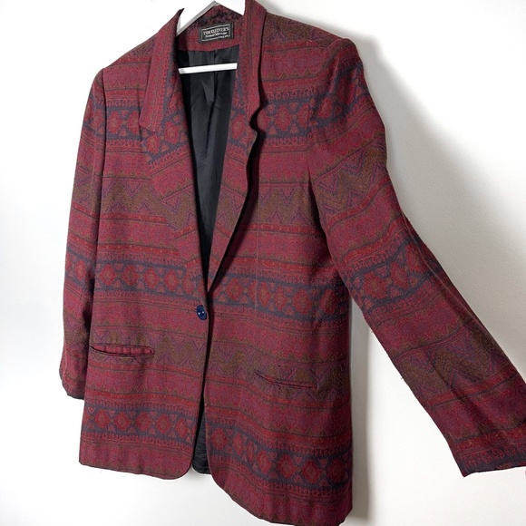 Vintage Aztec Print Lined Blazer Large - Picture 2 of 9